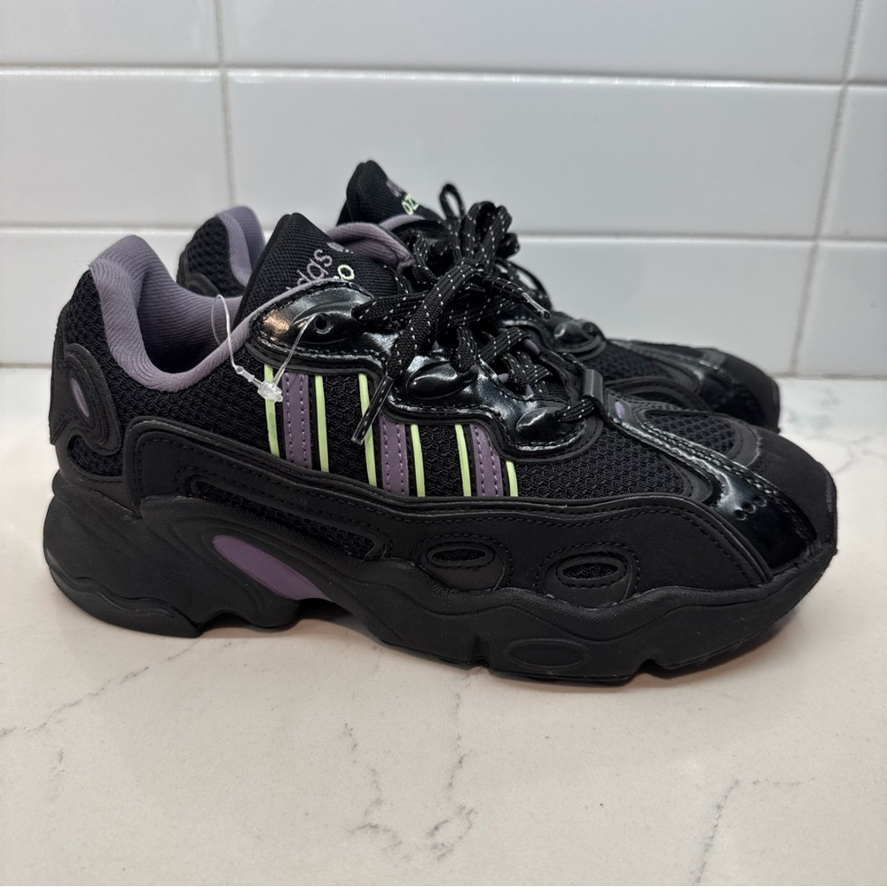 adidas Black with Purple & Lime Athletic Sneakers